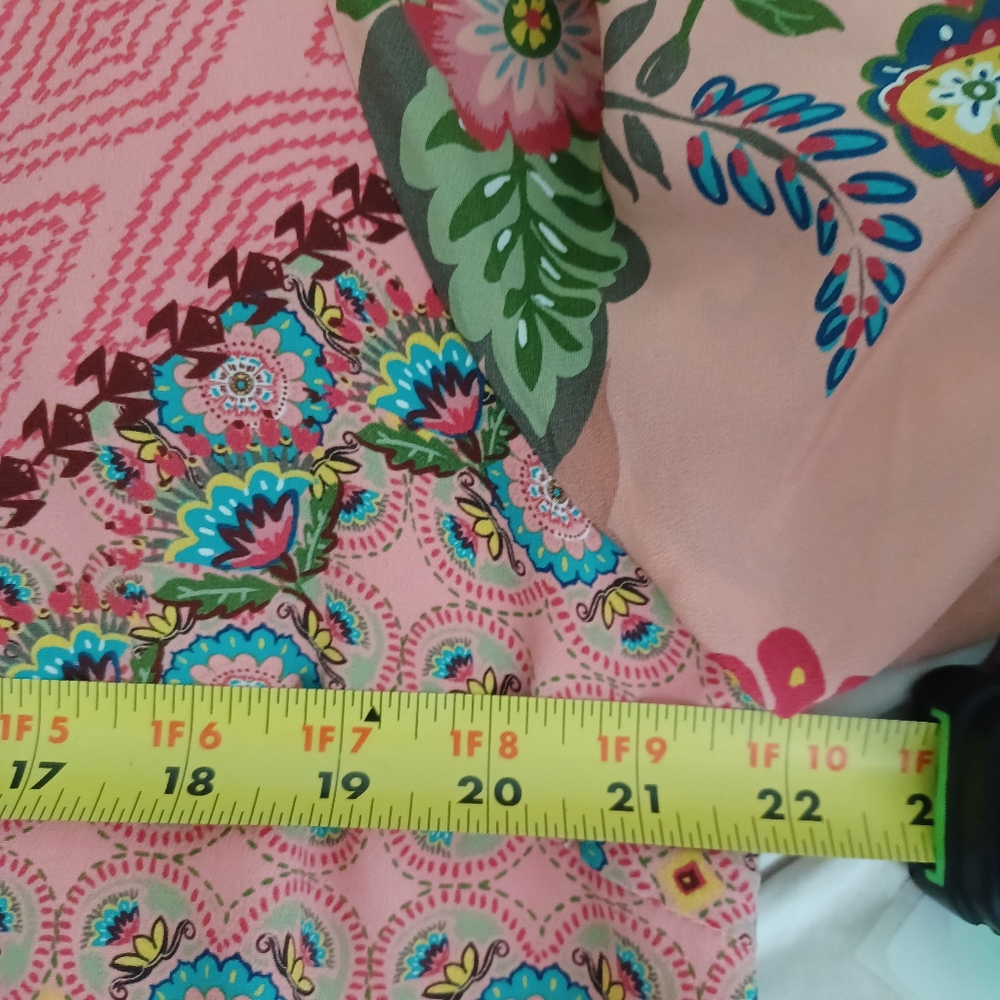 Johnny Was Peach Floral Midi Dress with Multicolor Accents - Picture 5 of 10